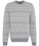 Stonebeck Fairisle Crew Neck Jumper in Grey Marl by Barbour