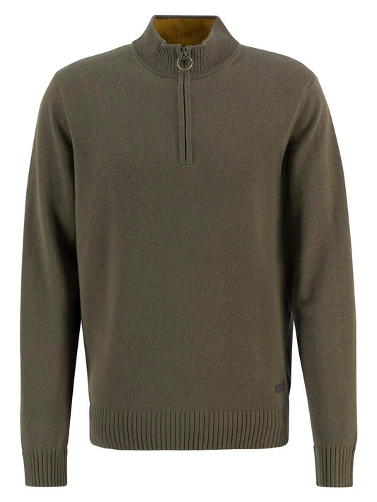 Kelson Half-Zip Jumper in Olive by Barbour