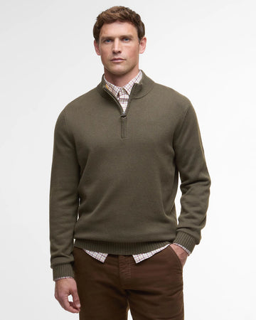 Kelson Half-Zip Jumper in Olive by Barbour