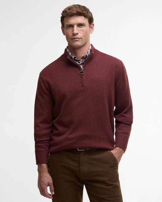 Kelson Half-Zip Jumper in Fired Brick by Barbour