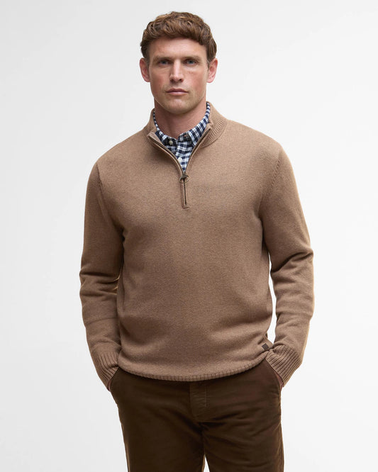 Kelson Half-Zip Jumper in Stone by Barbour