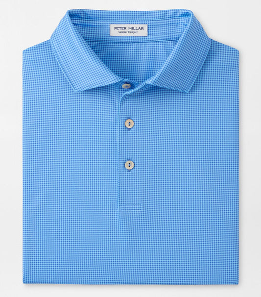 Gingham Performance Jersey Polo in Blue Sea by Peter Millar
