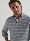 South Bend Striped Quarter-Zip Sweater in Morning Blue by Peter Millar
