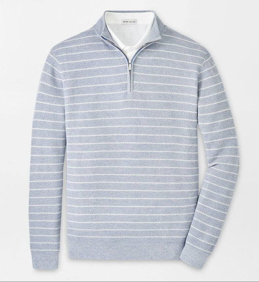 South Bend Striped Quarter-Zip Sweater in Morning Blue by Peter Millar