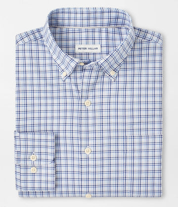 Albert Crown Lite Cotton-Stretch Sport Shirt in Blue Freesia by Peter Millar
