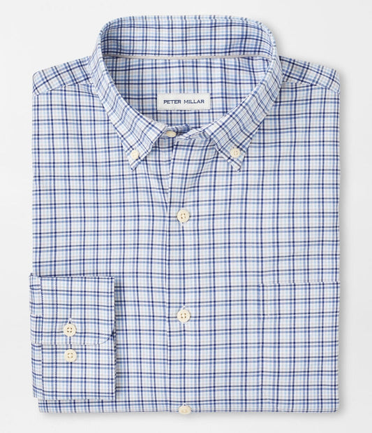Albert Crown Lite Cotton-Stretch Sport Shirt in Blue Freesia by Peter Millar