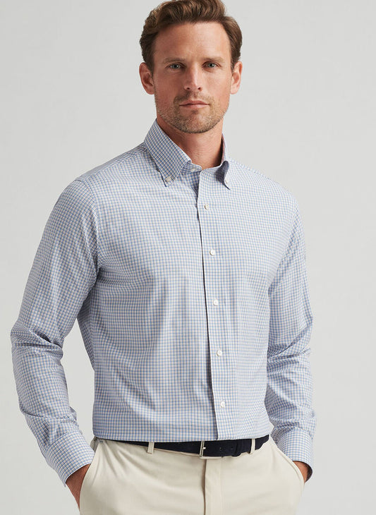 Rollins Performance Poplin Sport Shirt in Fountain Blue by Peter Millar