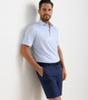 Geo Skull Performance Jersey Polo in White/Stream Blue by Peter Millar