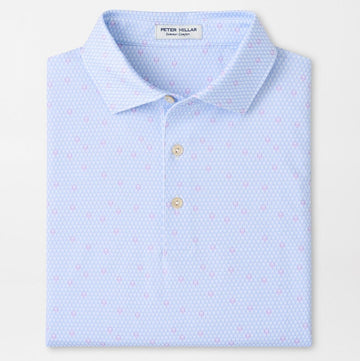 Geo Skull Performance Jersey Polo in White/Stream Blue by Peter Millar
