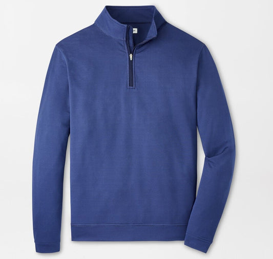 Perth Sugar Stripe Performance Quarter-Zip in Navy/Sport Navy by Peter Millar