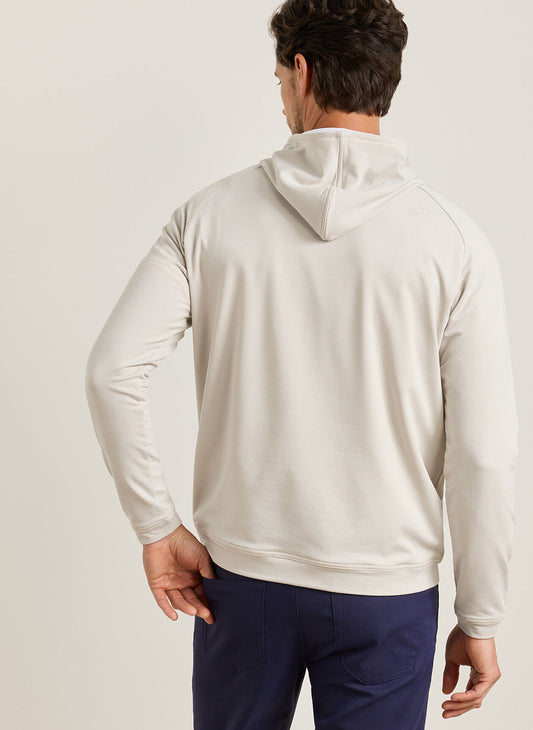 Pine Sugar Stripe Performance Hoodie in Biscuit by Peter Millar