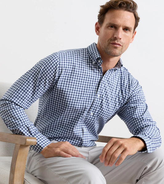 Felix Crown Lite Cotton-Stretch Sport Shirt in Navy by Peter Millar