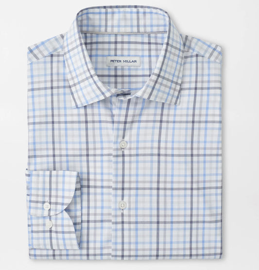 Warren Crown Lite Cotton-Stretch Sport Shirt in Cloudy Blue by Peter Millar