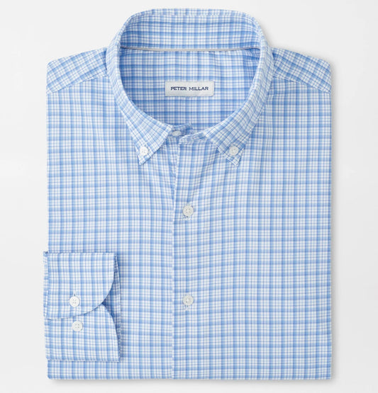Calvin Crown Lite Cotton-Stretch Sport Shirt in Cottage Blue by Peter Millar