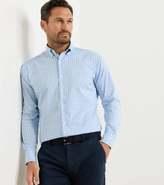 Calvin Crown Lite Cotton-Stretch Sport Shirt in Cottage Blue by Peter Millar
