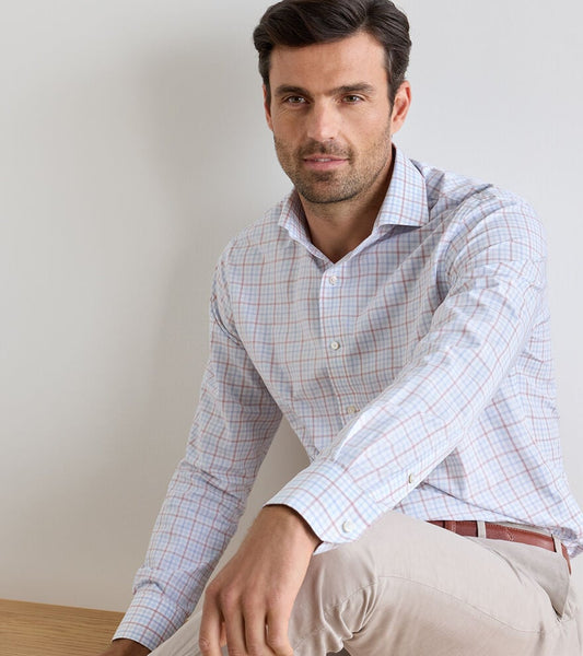 Main Performance Poplin Sport Shirt in Blue Frost by Peter Millar
