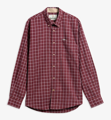 Bank Regular Long-Sleeved Shirt in Dark Bordeaux by Barbour