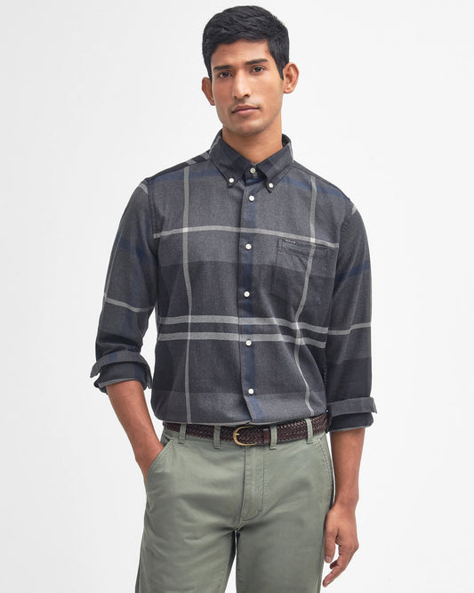 Dunoon Tailored Long-Sleeved Shirt in Graphite by Barbour