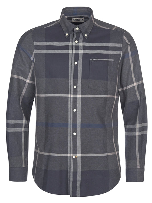 Dunoon Tailored Long-Sleeved Shirt in Graphite by Barbour
