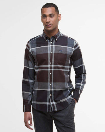 Dunoon Tailored Long-Sleeved Shirt in Midnight Oak Tartan by Barbour