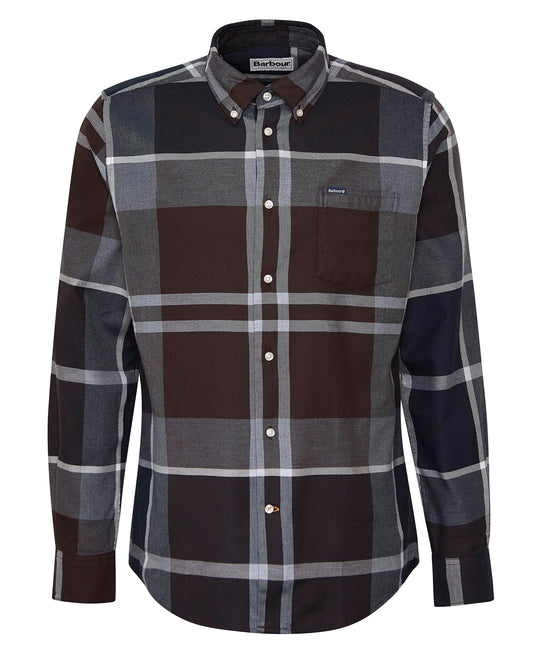 Dunoon Tailored Long-Sleeved Shirt in Midnight Oak Tartan by Barbour