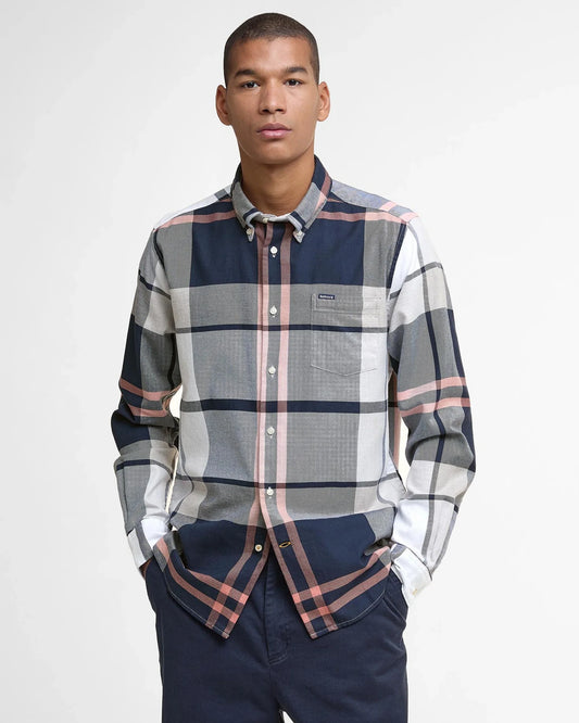 Dunoon Tailored Long-Sleeved Shirt in Riverstone Tartan by Barbour