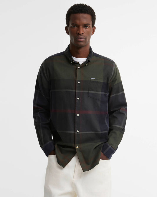 Dunoon Tailored Long-Sleeved Shirt in Shadow Classic Tartan by Barbour