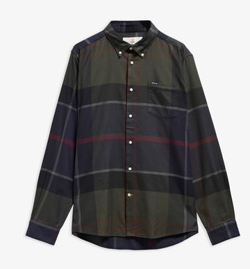 Dunoon Tailored Long-Sleeved Shirt in Shadow Classic Tartan by Barbour