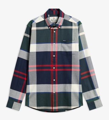 Dunoon Tailored Long-Sleeved Shirt in Evergreen Tartan by Barbour