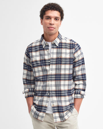 Portdown Tailored Long-Sleeved Shirt in Ecru by Barbour
