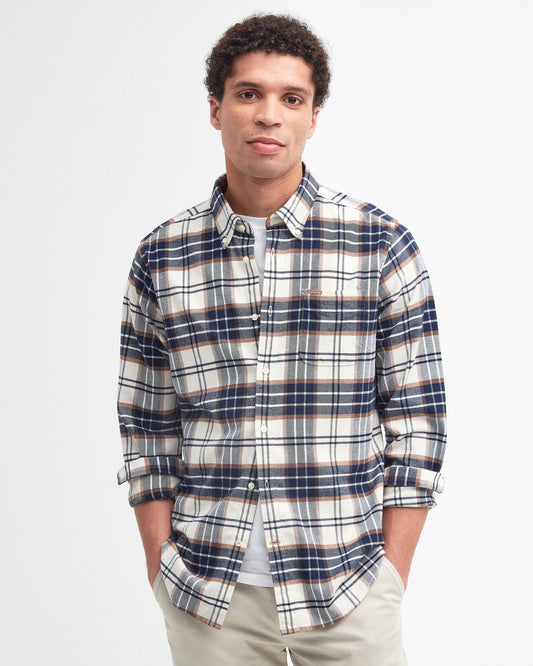 Portdown Tailored Long-Sleeved Shirt in Ecru by Barbour