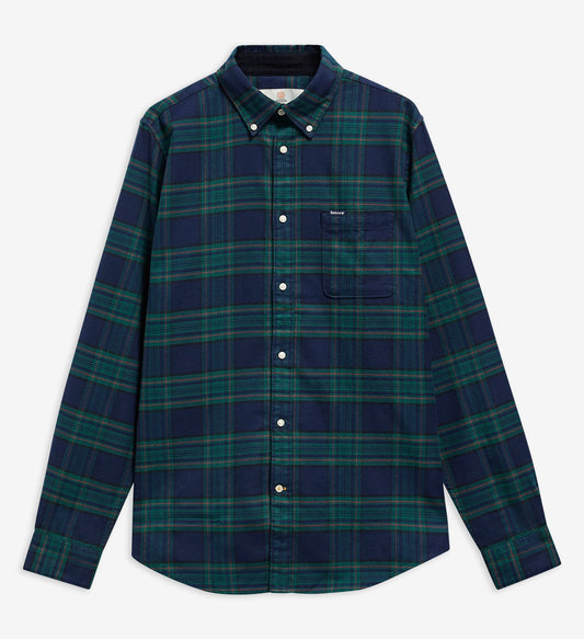 Portdown Tailored Long-Sleeved Shirt in Dark Navy by Barbour