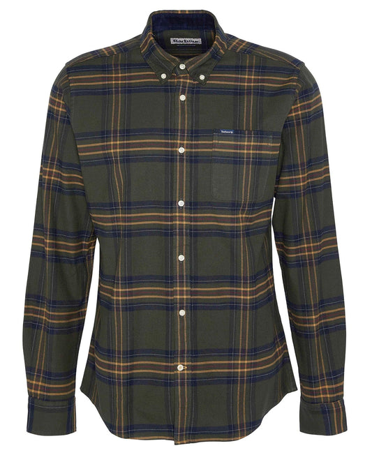 Portdown Tailored Long-Sleeved Shirt in Olive by Barbour