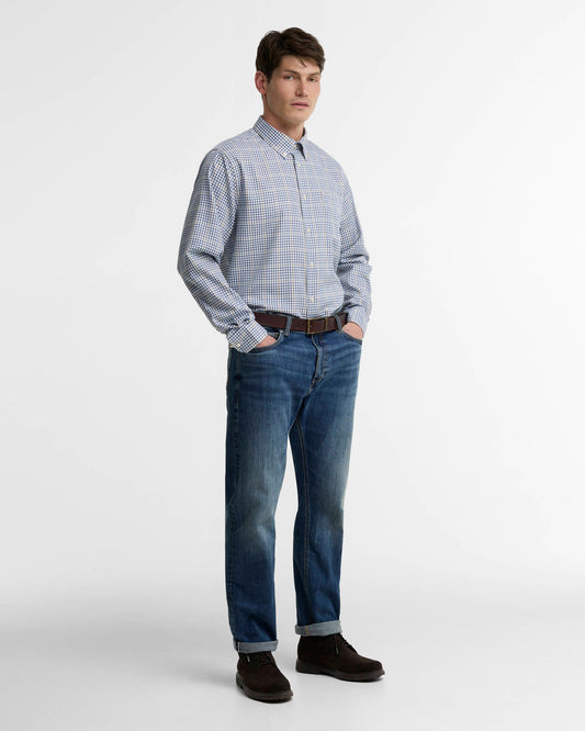 Henderson Thermo Weave Long-Sleeved Shirt in Deep Blue by Barbour