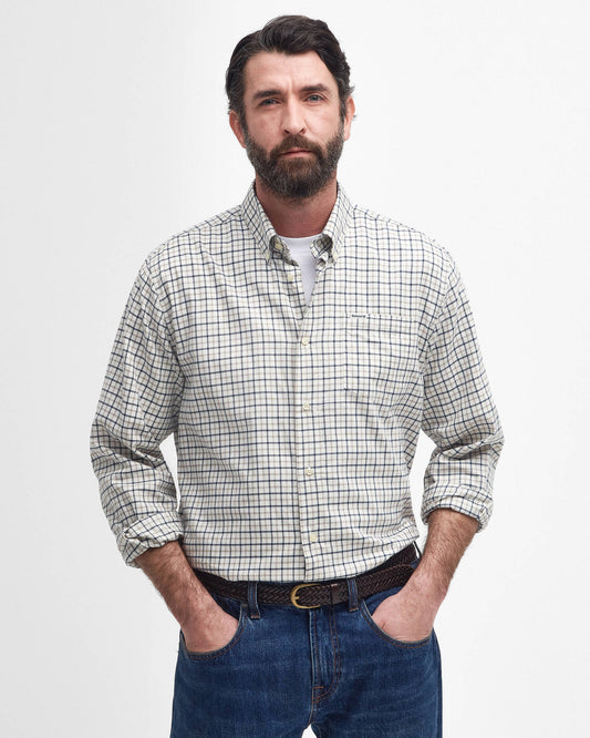 Preston Regular Long-Sleeved Shirt in Classic Navy by Barbour