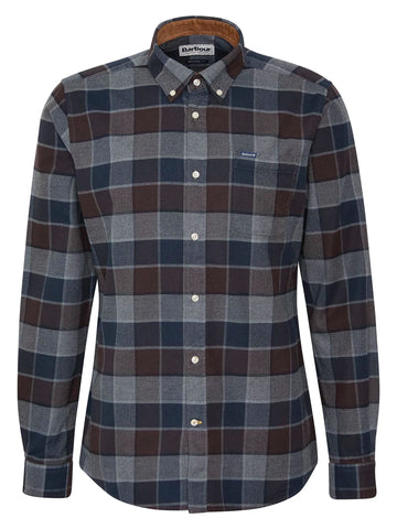 Valley Tailored Long-Sleeved Shirt in Dark Oak by Barbour