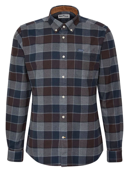Valley Tailored Long-Sleeved Shirt in Dark Oak by Barbour