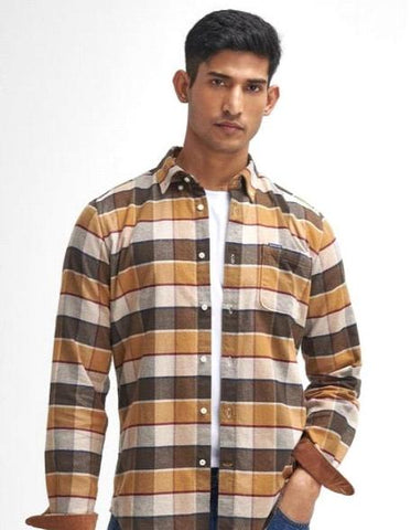 Valley Tailored Fit Check Shirt in Brown by Barbour