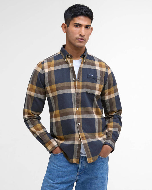 Folley Tailored Long-Sleeved Shirt in Classic Navy by Barbour