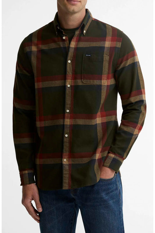 Folley Tailored Long-Sleeved Shirt in Mid Olive by Barbour