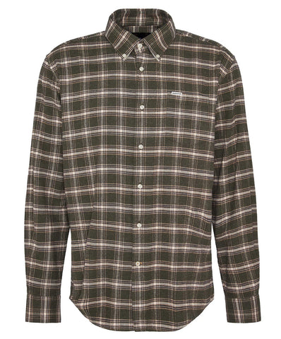 Bowburn Regular Long-Sleeved Shirt in Olive Marl by Barbour