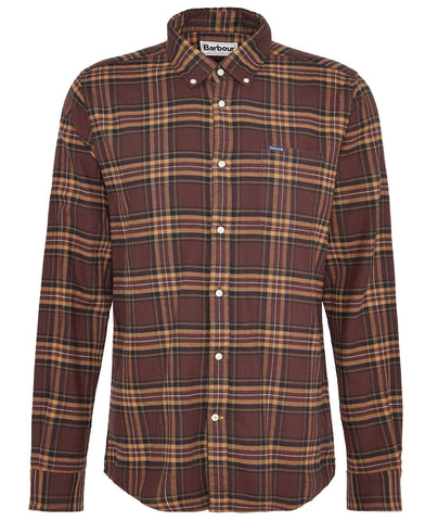 Drumhill Tailored Long Sleeved Shirt in Classic Brown by Barbour