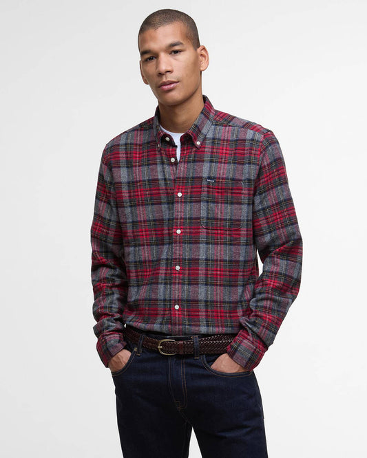 Ashroad Tailored Long-Sleeved Shirt in Red by Barbour