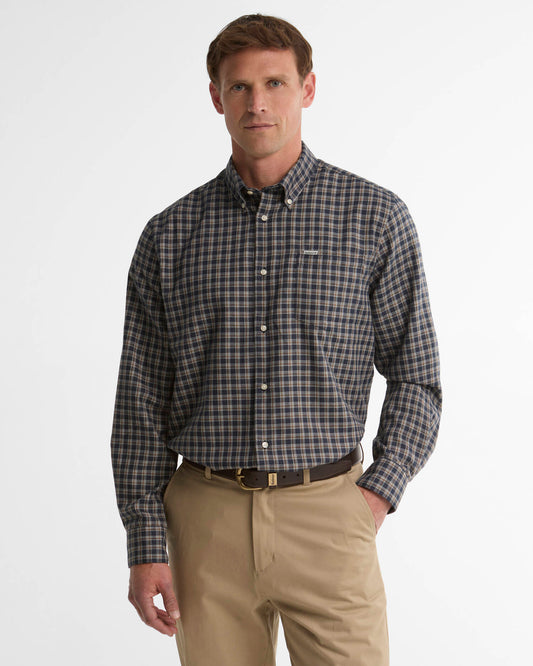 Cliff Regular-Fit Long-Sleeved Shirt in Navy by Barbour