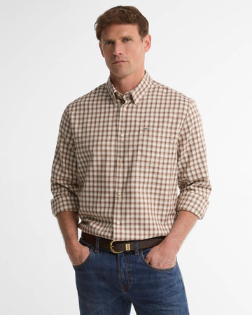 Cliff Regular-Fit Long-Sleeved Shirt in Dark Bordeaux by Barbour