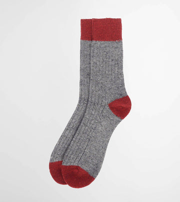 Houghton Socks in Mid Grey-Red by Barbour