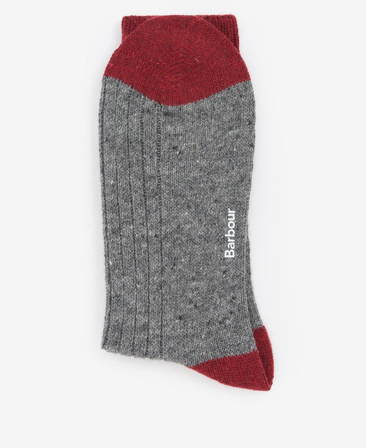Houghton Socks in Mid Grey-Red by Barbour