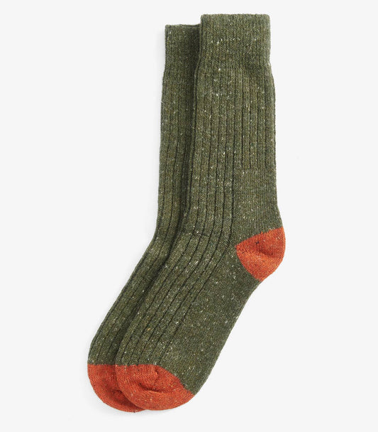 Houghton Socks in Olive-Burnt Orange by Barbour