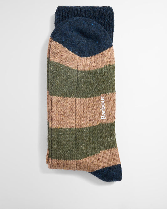 Houghton Stripe Socks in Military Brown/Olive by Barbour