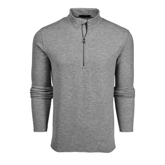 Troy Quarter-Zip in Medium Grey Heather by Greyson